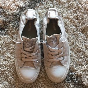 White patterned shoreline converse
